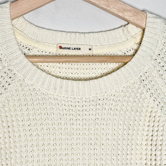 Marine Layer Delaney Pullover Waffle Knit Sweater in Off White Sz Medium - Picture 3 of 6